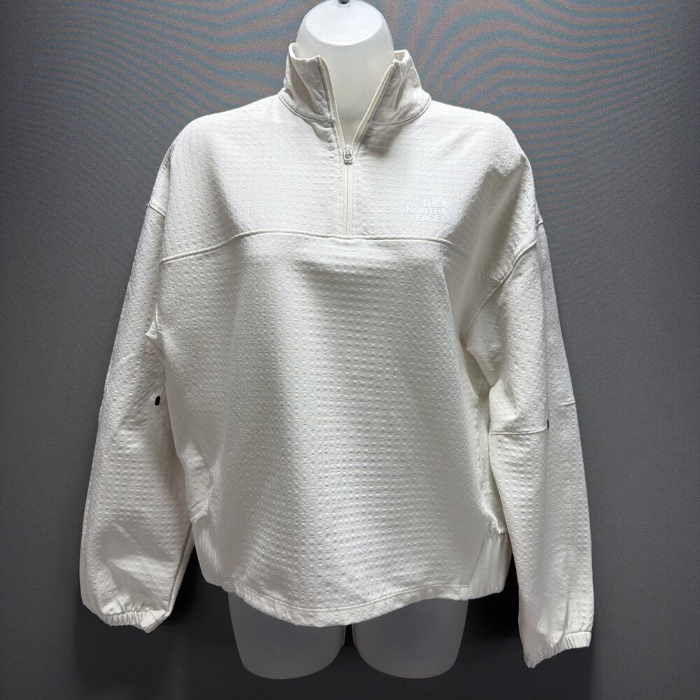 The North Face Women's Tekware Grid 1/4 Zip Jacket White Dune Size Small Stretch